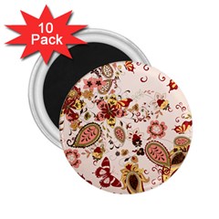 Red Floral Baatik Print Red Floral Baatik Print 2 25  Magnets (10 Pack)  by designsbymallika