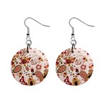 Red Floral Baatik Print Red Floral Baatik Print Mini Button Earrings Front