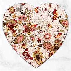 Red Floral Baatik Print Red Floral Baatik Print Jigsaw Puzzle (heart) by designsbymallika