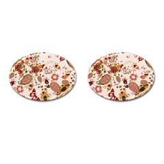 Red Floral Baatik Print Red Floral Baatik Print Cufflinks (oval) by designsbymallika