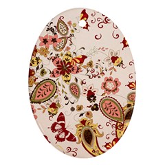 Red Floral Baatik Print Red Floral Baatik Print Oval Ornament (two Sides) by designsbymallika