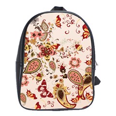 Red Floral Baatik Print Red Floral Baatik Print School Bag (large) by designsbymallika