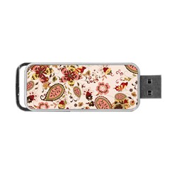 Red Floral Baatik Print Red Floral Baatik Print Portable Usb Flash (two Sides) by designsbymallika