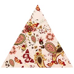 Red Floral Baatik Print Red Floral Baatik Print Wooden Puzzle Triangle by designsbymallika