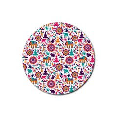 Indian Love Rubber Round Coaster (4 Pack)  by designsbymallika