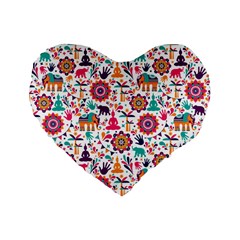 Indian Love Standard 16  Premium Heart Shape Cushions by designsbymallika