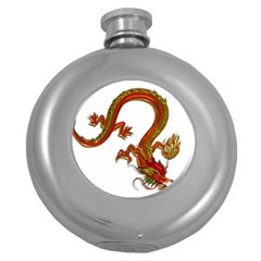 Dragon Art Glass Metalizer China Round Hip Flask (5 Oz)