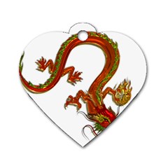 Dragon Art Glass Metalizer China Dog Tag Heart (one Side) by HermanTelo