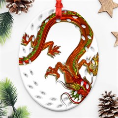 Dragon Art Glass Metalizer China Ornament (oval Filigree)