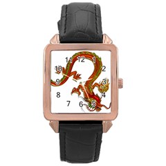 Dragon Art Glass Metalizer China Rose Gold Leather Watch  by HermanTelo