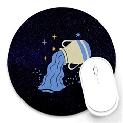 Aquarius Horoscope Astrology Zodiac Round Mousepads by Mariart