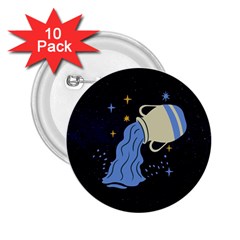 Aquarius Horoscope Astrology Zodiac 2 25  Buttons (10 Pack)  by Mariart