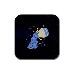 Aquarius Horoscope Astrology Zodiac Rubber Square Coaster (4 Pack)  by Mariart