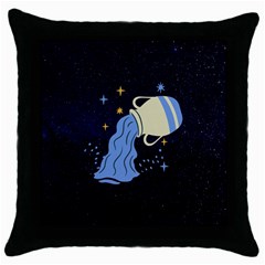 Aquarius Horoscope Astrology Zodiac Throw Pillow Case (black) by Mariart