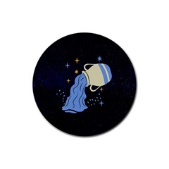 Aquarius Horoscope Astrology Zodiac Rubber Round Coaster (4 Pack)  by Mariart