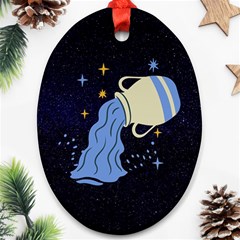 Aquarius Horoscope Astrology Zodiac Oval Ornament (two Sides)