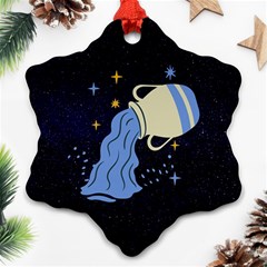 Aquarius Horoscope Astrology Zodiac Snowflake Ornament (two Sides)