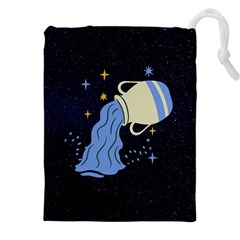 Aquarius Horoscope Astrology Zodiac Drawstring Pouch (4xl) by Mariart