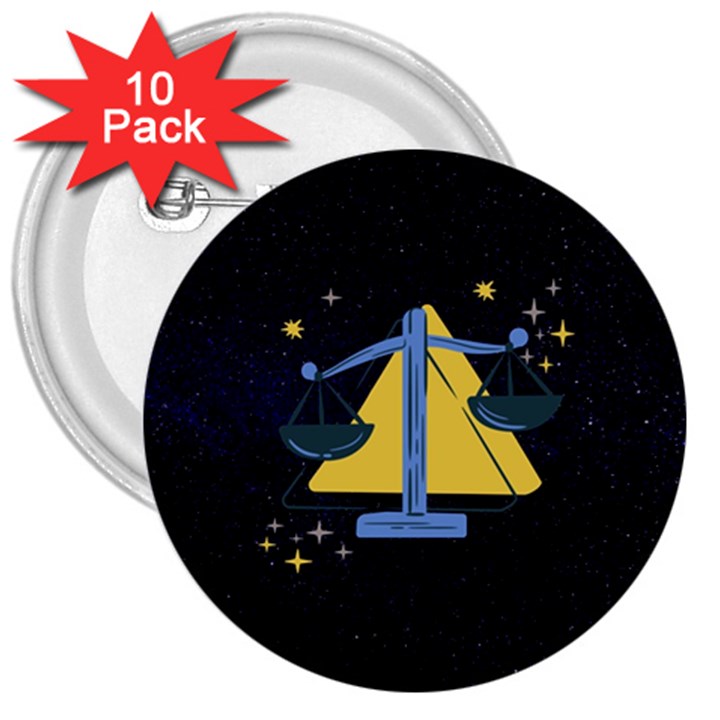 Horoscope Libra Astrology Zodiac 3  Buttons (10 pack) 