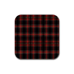 Stewart Black Tartan Rubber Square Coaster (4 Pack)  by impacteesstreetwearfour