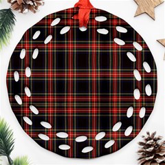 Stewart Black Tartan Round Filigree Ornament (two Sides) by impacteesstreetwearfour