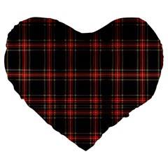 Stewart Black Tartan Large 19  Premium Heart Shape Cushions by impacteesstreetwearfour