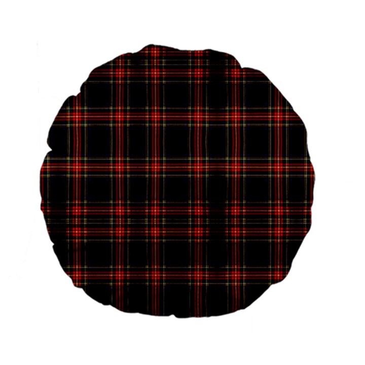 Stewart Black Tartan Standard 15  Premium Flano Round Cushions