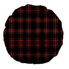 Stewart Black Tartan Large 18  Premium Flano Round Cushions by impacteesstreetwearfour