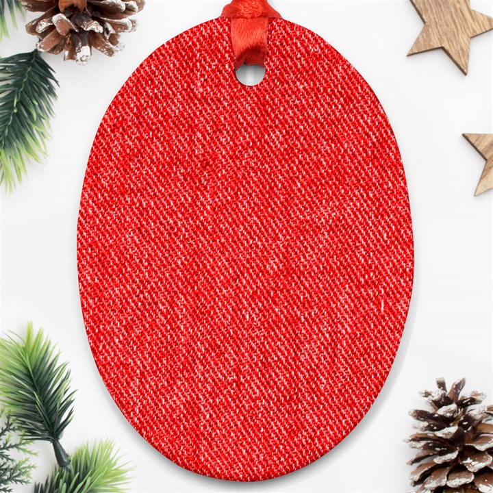 Red Denim Design  Ornament (Oval)