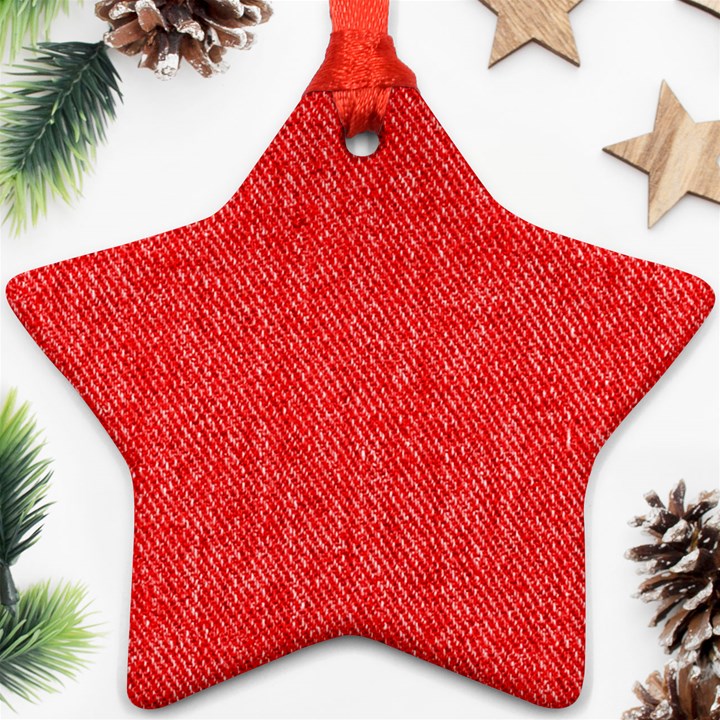 Red Denim Design  Star Ornament (Two Sides)