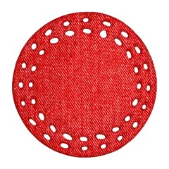 Red Denim Design  Ornament (round Filigree)