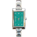 Green Denim Rectangle Italian Charm Watch Front