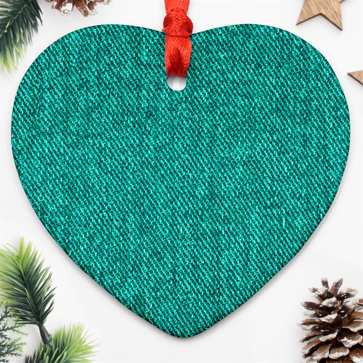 Green Denim Ornament (Heart)