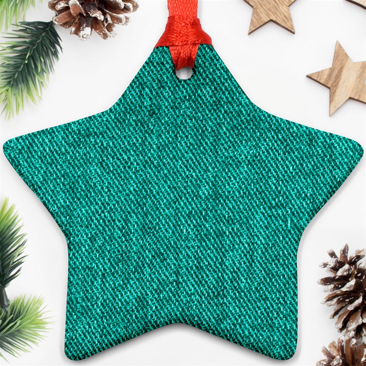 Green Denim Ornament (Star)