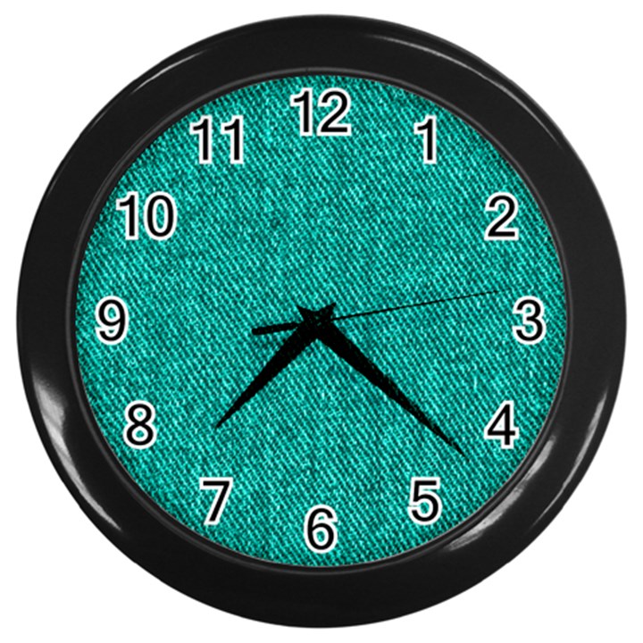 Green Denim Wall Clock (Black)