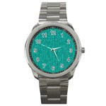 Green Denim Sport Metal Watch Front