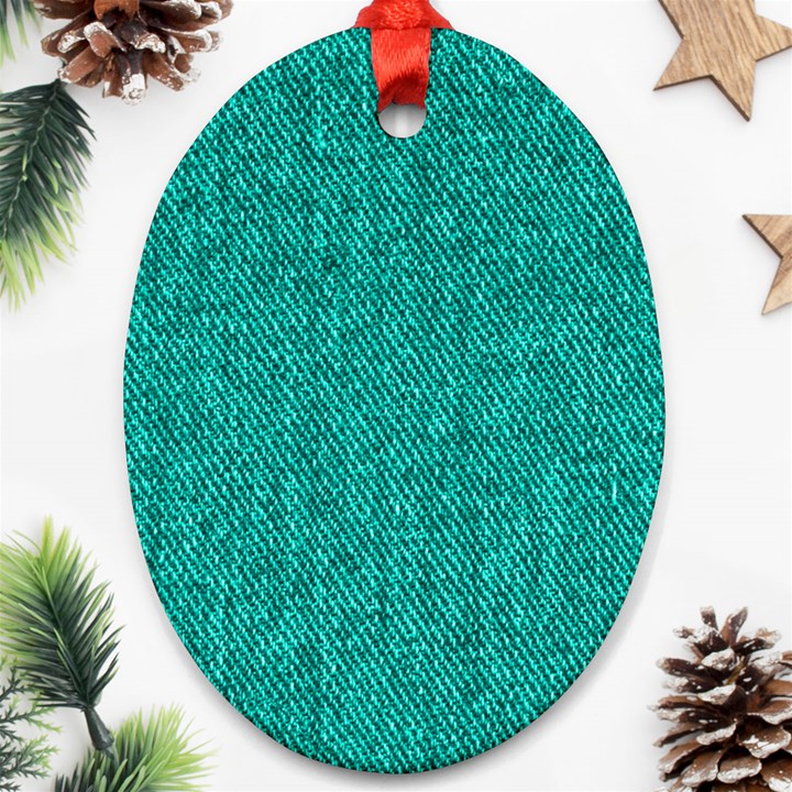 Green Denim Oval Ornament (Two Sides)