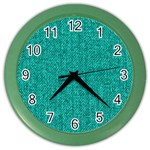 Green Denim Color Wall Clock Front