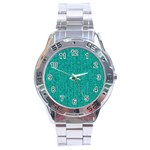 Green Denim Stainless Steel Analogue Watch Front