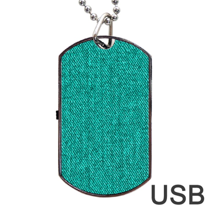 Green Denim Dog Tag USB Flash (One Side)