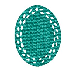 Green Denim Ornament (oval Filigree) by ArtsyWishy