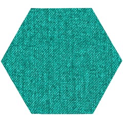 Green Denim Wooden Puzzle Hexagon by ArtsyWishy