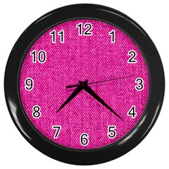 Pink Denim Design  Wall Clock (Black)