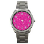 Pink Denim Design  Sport Metal Watch Front