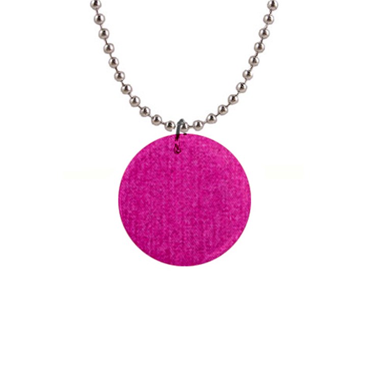 Pink Denim Design  1  Button Necklace