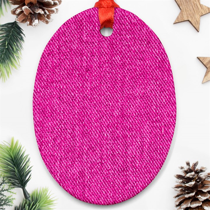 Pink Denim Design  Oval Ornament (Two Sides)