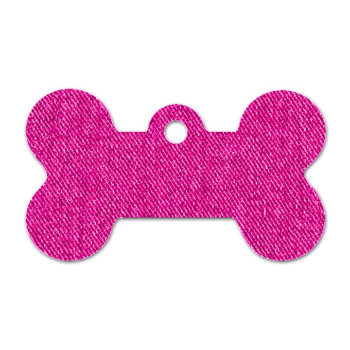 Pink Denim Design  Dog Tag Bone (One Side)