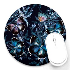 Beautiful Blue Butterflies  Round Mousepads by ArtsyWishy