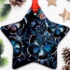 Beautiful Blue Butterflies  Ornament (star) by ArtsyWishy