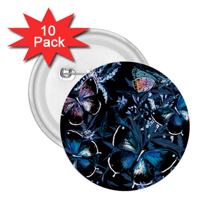 Beautiful Blue Butterflies  2.25  Buttons (10 pack) 